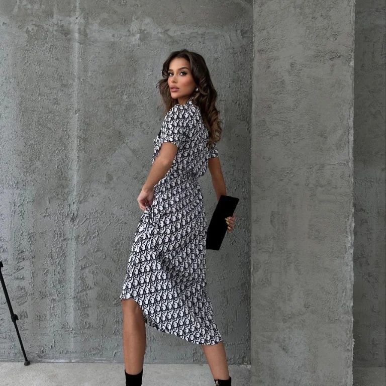 Summer Fashion Chic Elegant Short-Sleeve Casual Shirt Dress 4