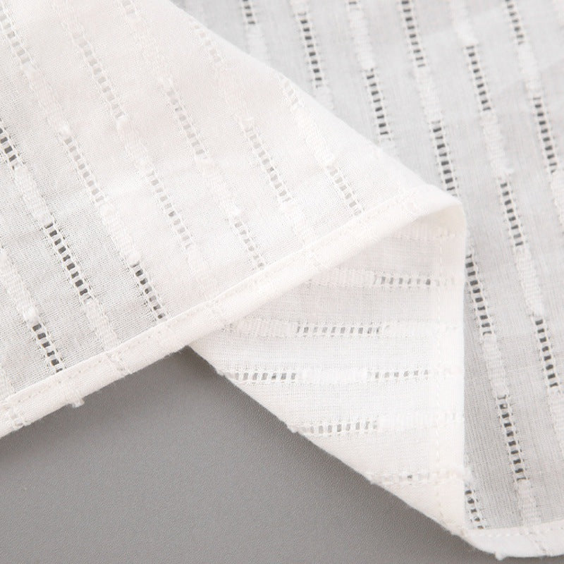 Summer Women Shirt Jacquard Puff Sleeve Top And Shorts Two-piece Set 14