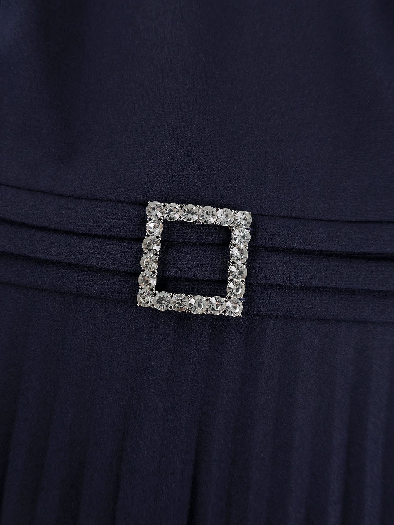 Plus-Size Women V-Neck Square-Button Elegant Pleated Dress 7