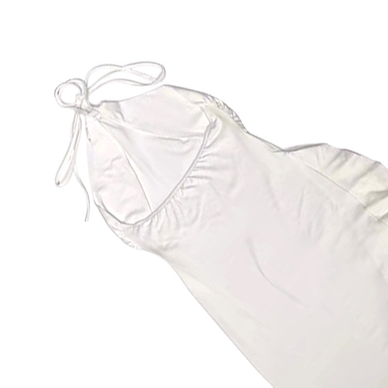 Women Sexy Halter Neck Flower Slit Dress 14