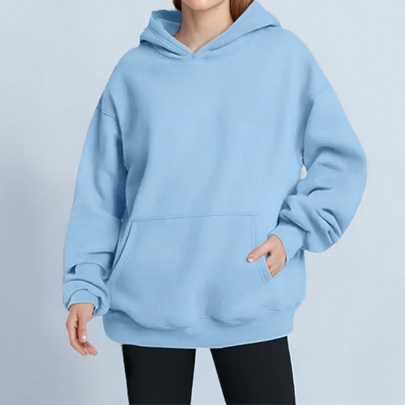 Autumn Loose Solid Color Hooded Pocket Fashion Hoodies 4
