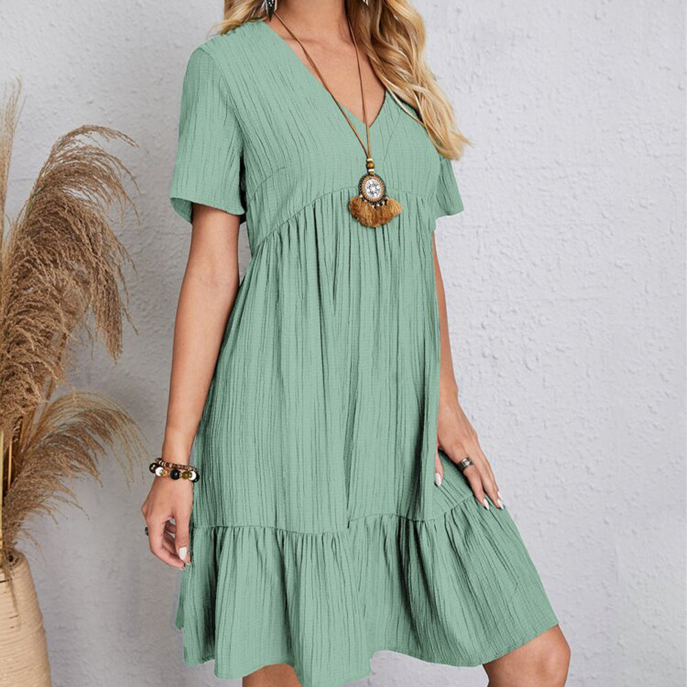 Summer Women Loose Casual Short Sleeve Dress 8
