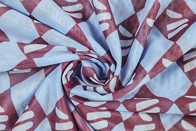 Women's Chic Semi-Sheer Printed High Neck Long Sleeve Fitted Bodycon Dress 17