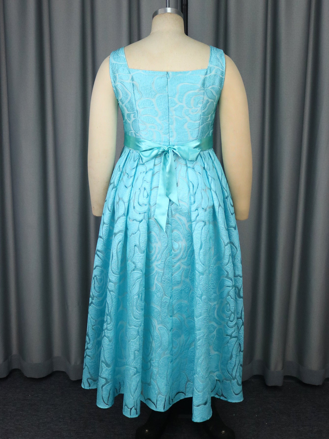 Women's Sexy V-Neck Strap Jacquard High-Waist Elegant Formal Party A-Line Dress 8