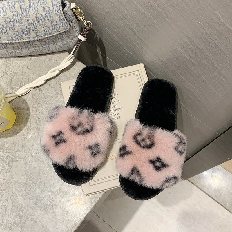 fur flat slippers women's home rabbit fur cotton slippers 15
