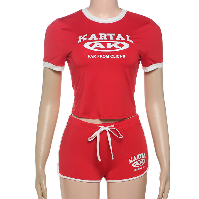 Women Style printed Crop Top and shorts two-piece set 23