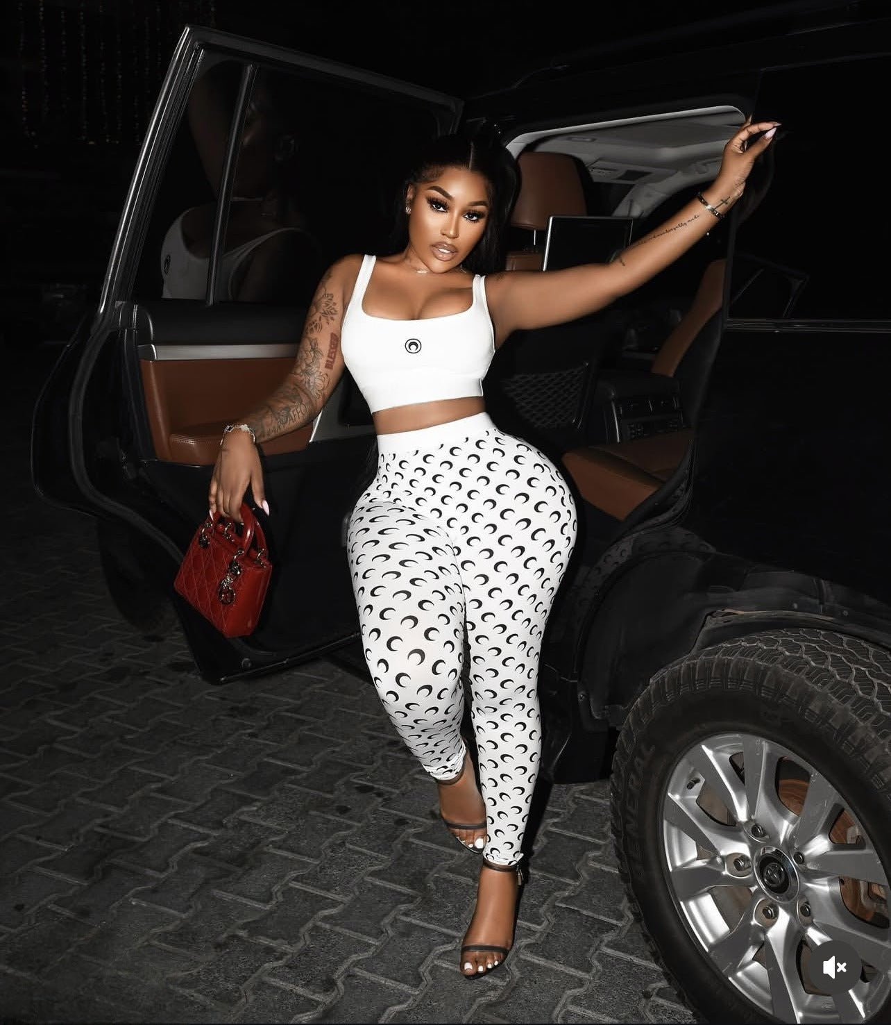 Crescent Print Vest Pants Sexy Slim-Fit Two Piece Set 5