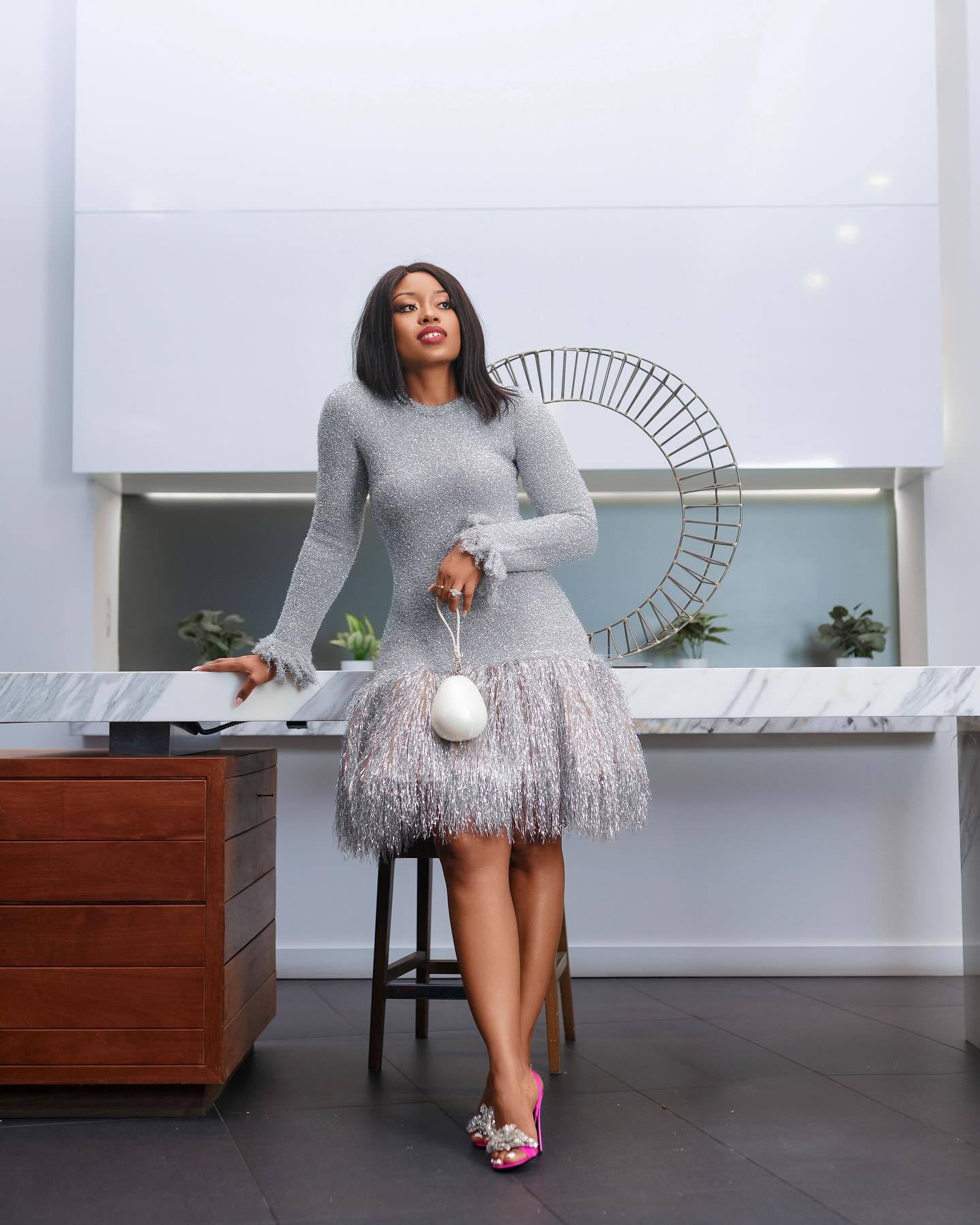 Women fringed long sleeve dress