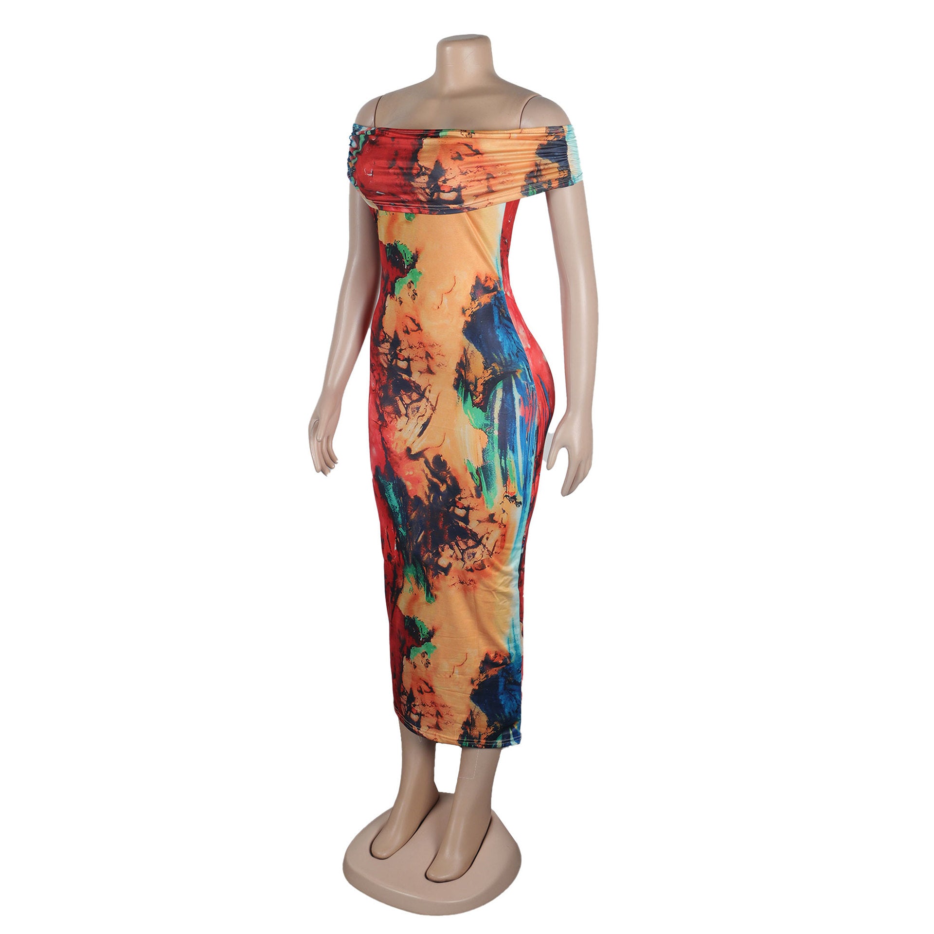 Sexy Off Shoulder Printed Bodycon Dress 23