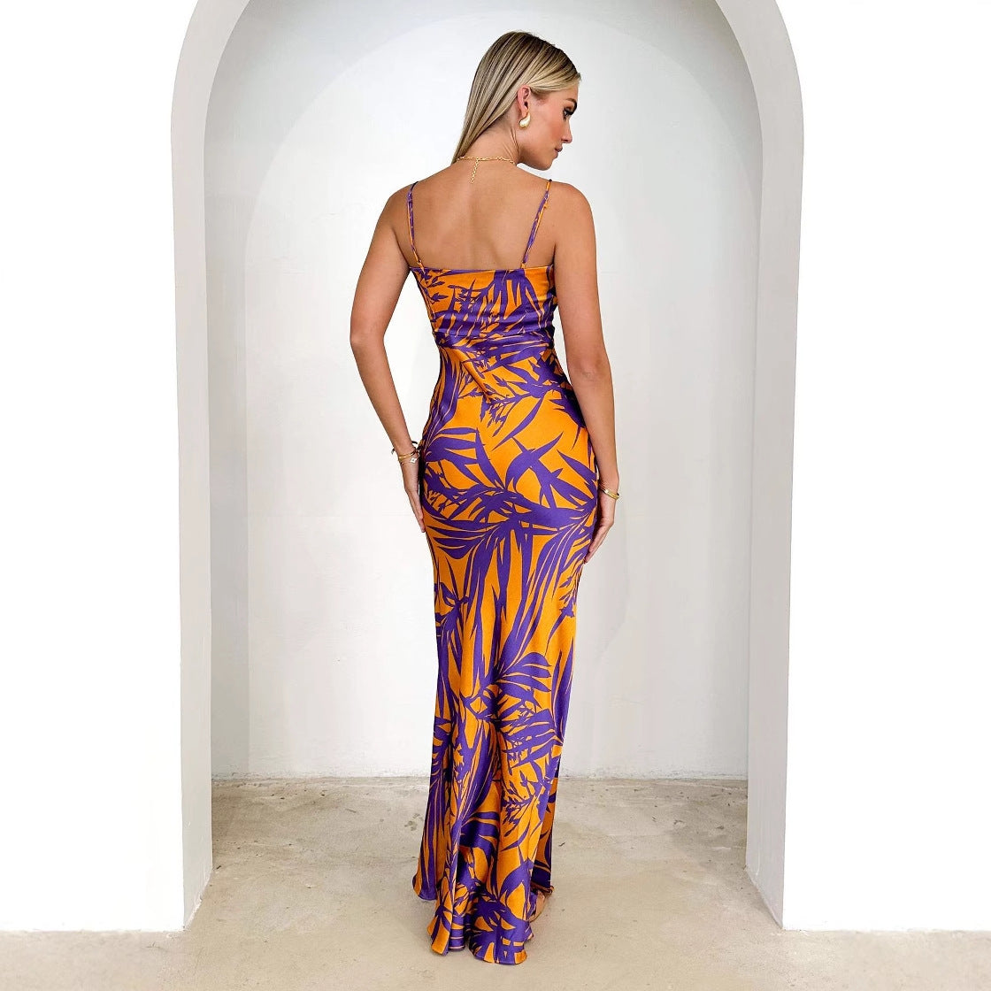 Women Printed V-Neck Sexy Dress 4