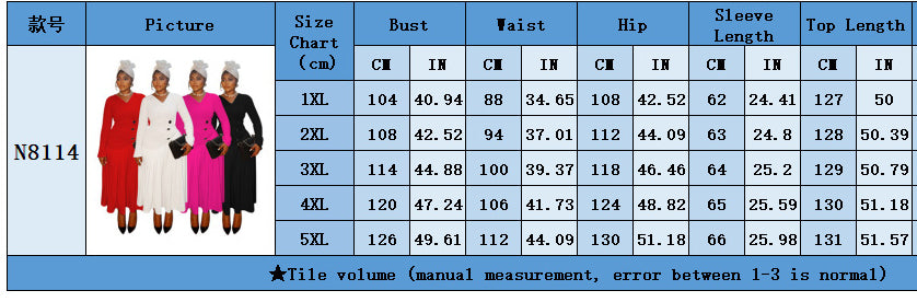 Plus-Size Women Autumn V-Neck Pleated Maxi Dress 12