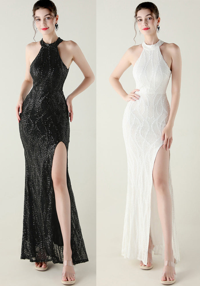Women sequined mesh beaded Strapless fishtail skirt Formal Party evening dress