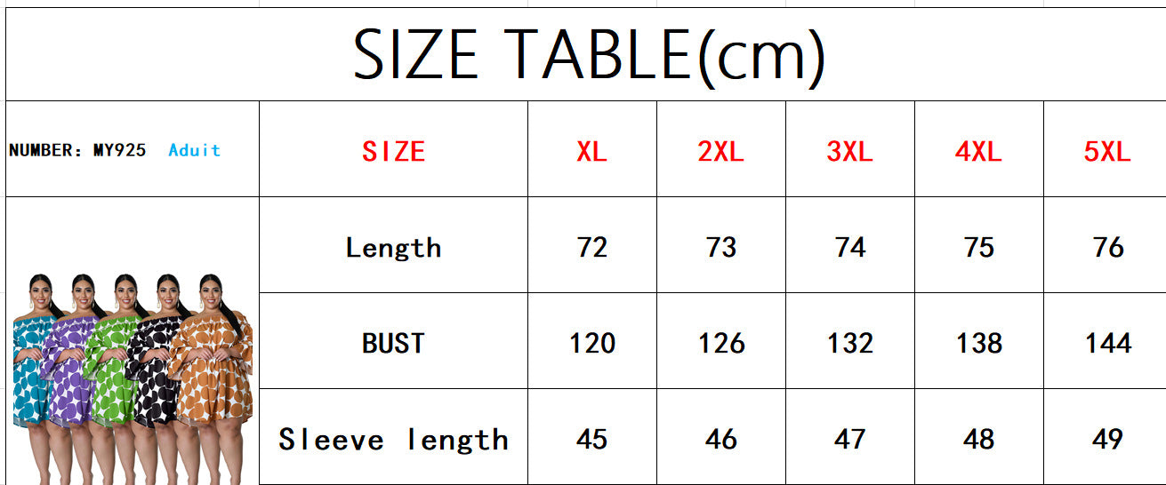 Plus Size Women's Short Sleeve comfortable Off Shoulder Polka Dot Print Loose Casual Dress 18