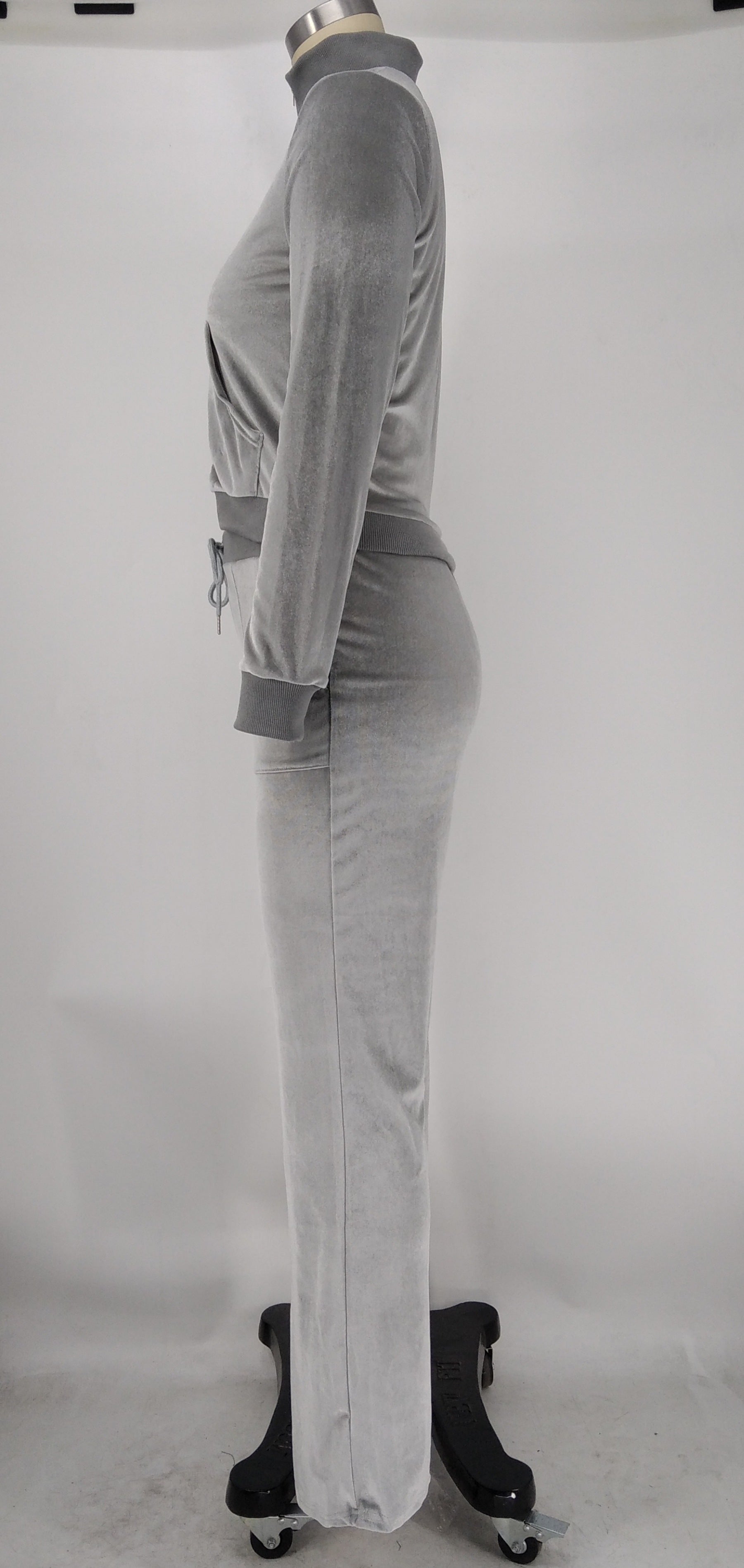 Women's Autumn Winter Velvet Zipper Pocket Two Piece Tracksuit 30