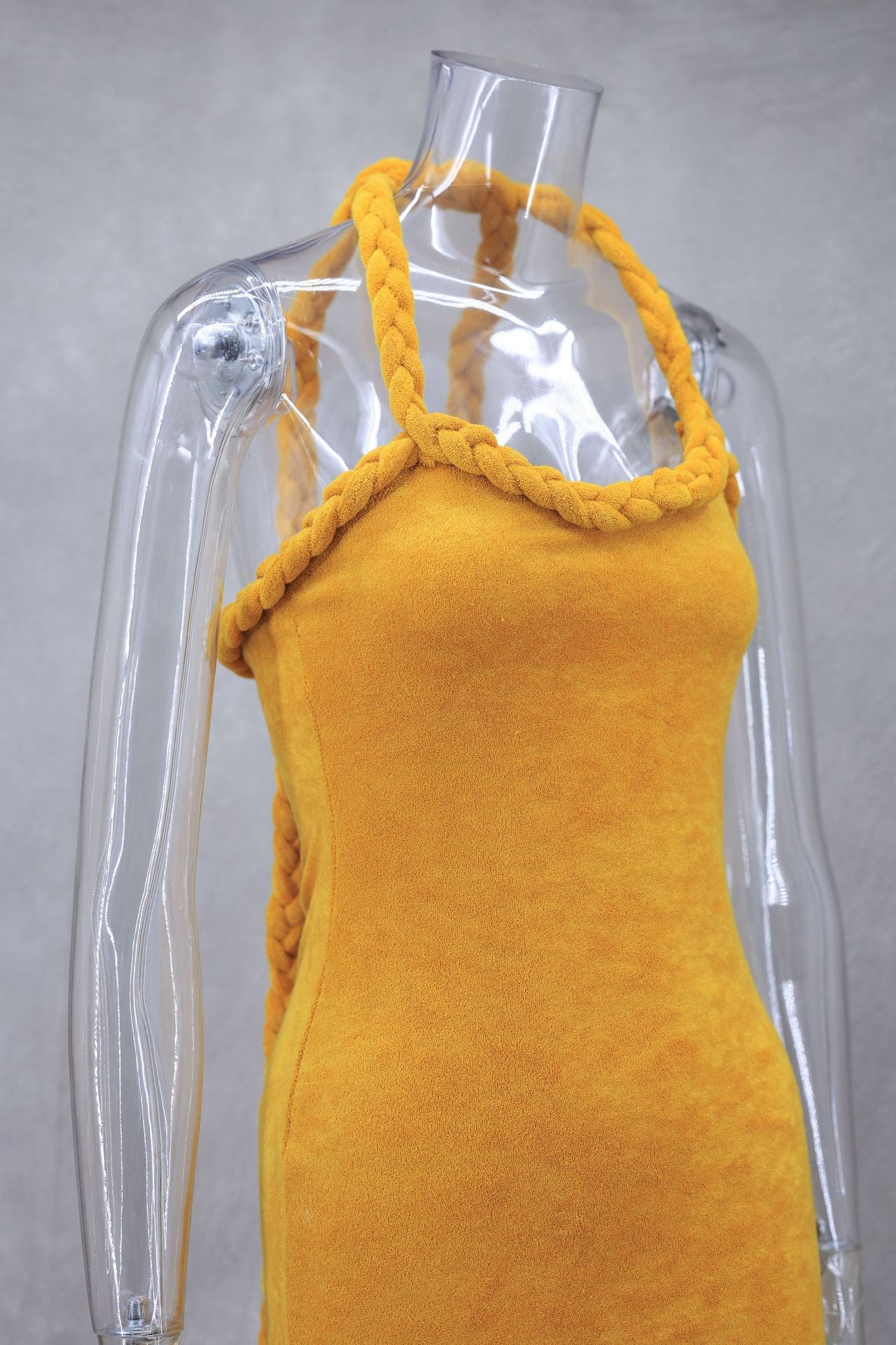 Autumn and Winter Braided Twist Rope Strap Tassel Short Dress 9