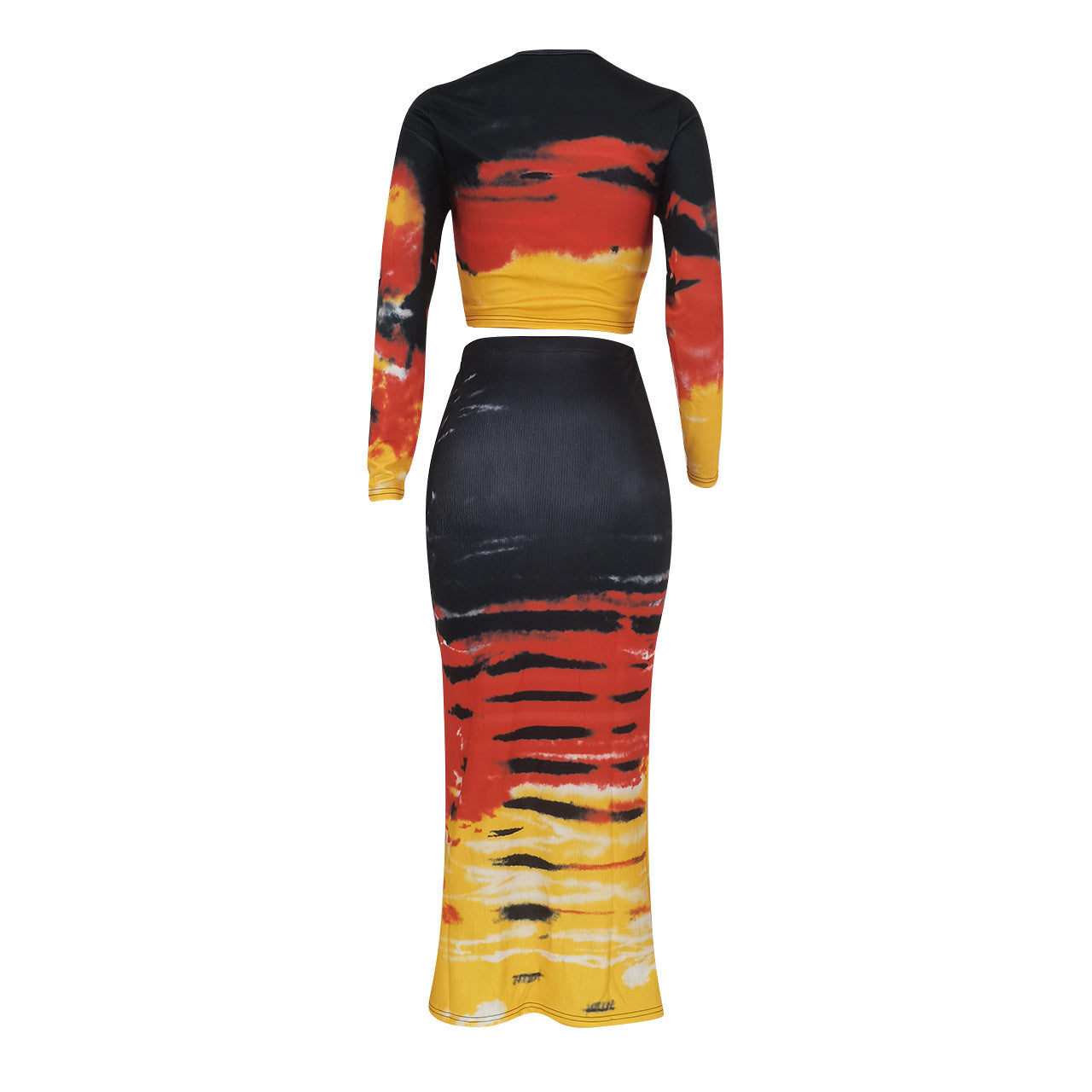 Women Sexy Ribbed Printed Top and Bodycon Skirt Two-piece Set 16