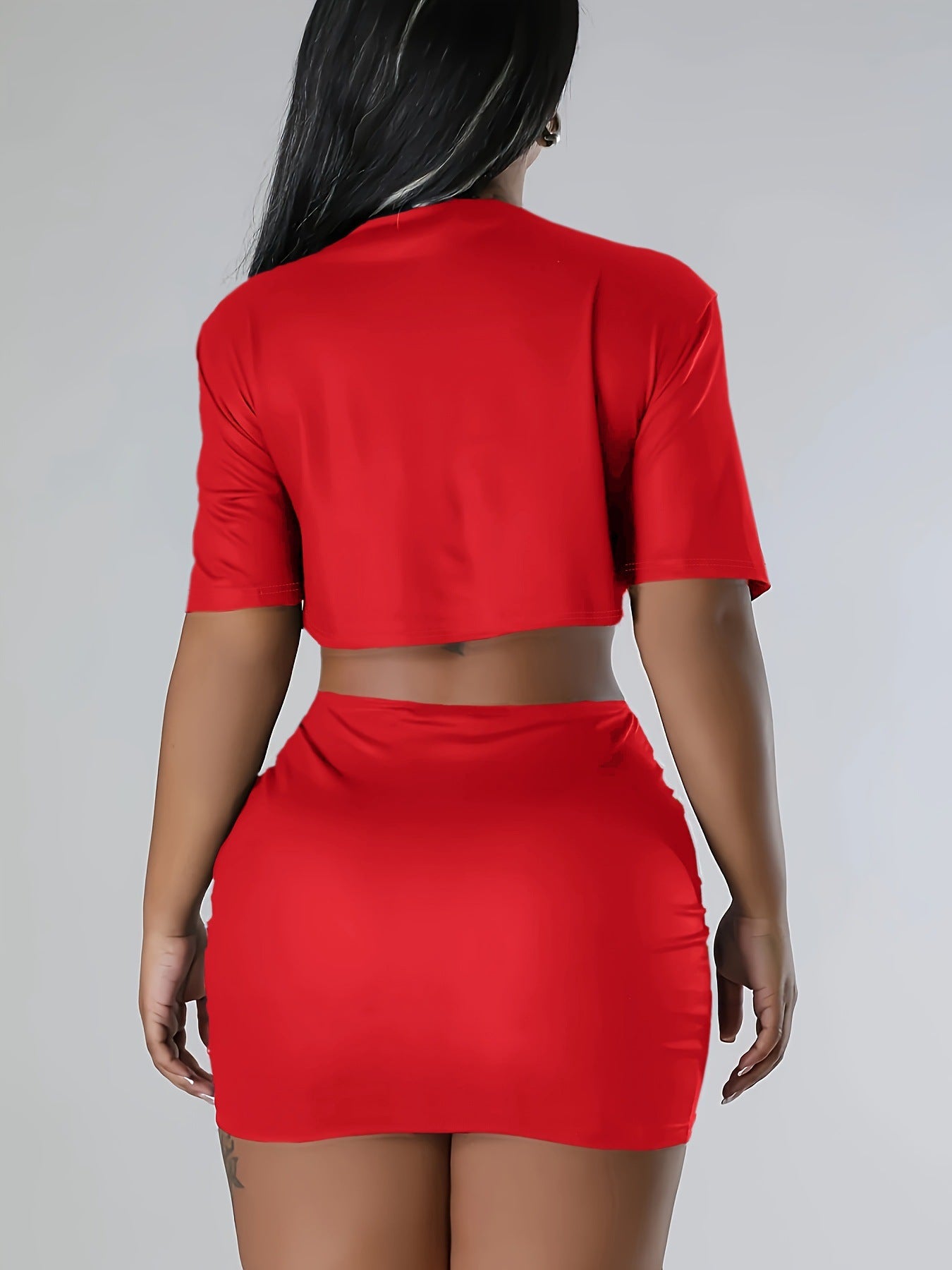 Women printed T-shirt and Skirt two-piece set 17