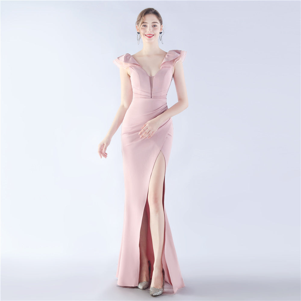 Women Elegant Slit Formal Party Evening Dress