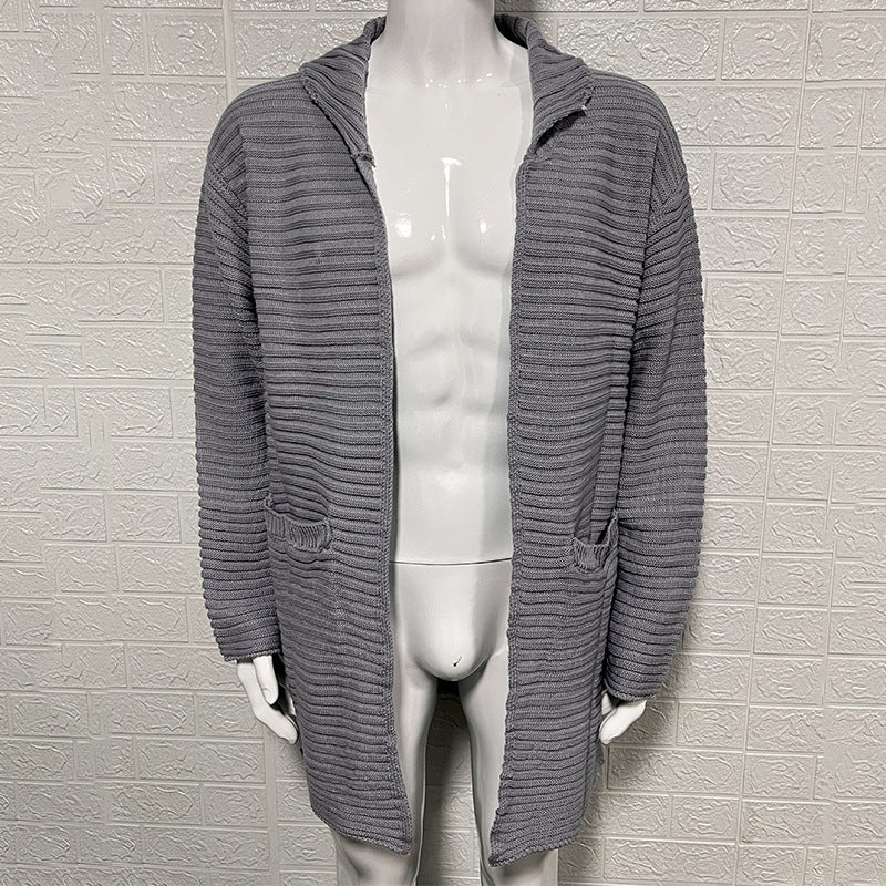 Autumn And Winter Cardigan Men's Solid Color High Collar Long Sleeve Knitting Sweater Coat 3