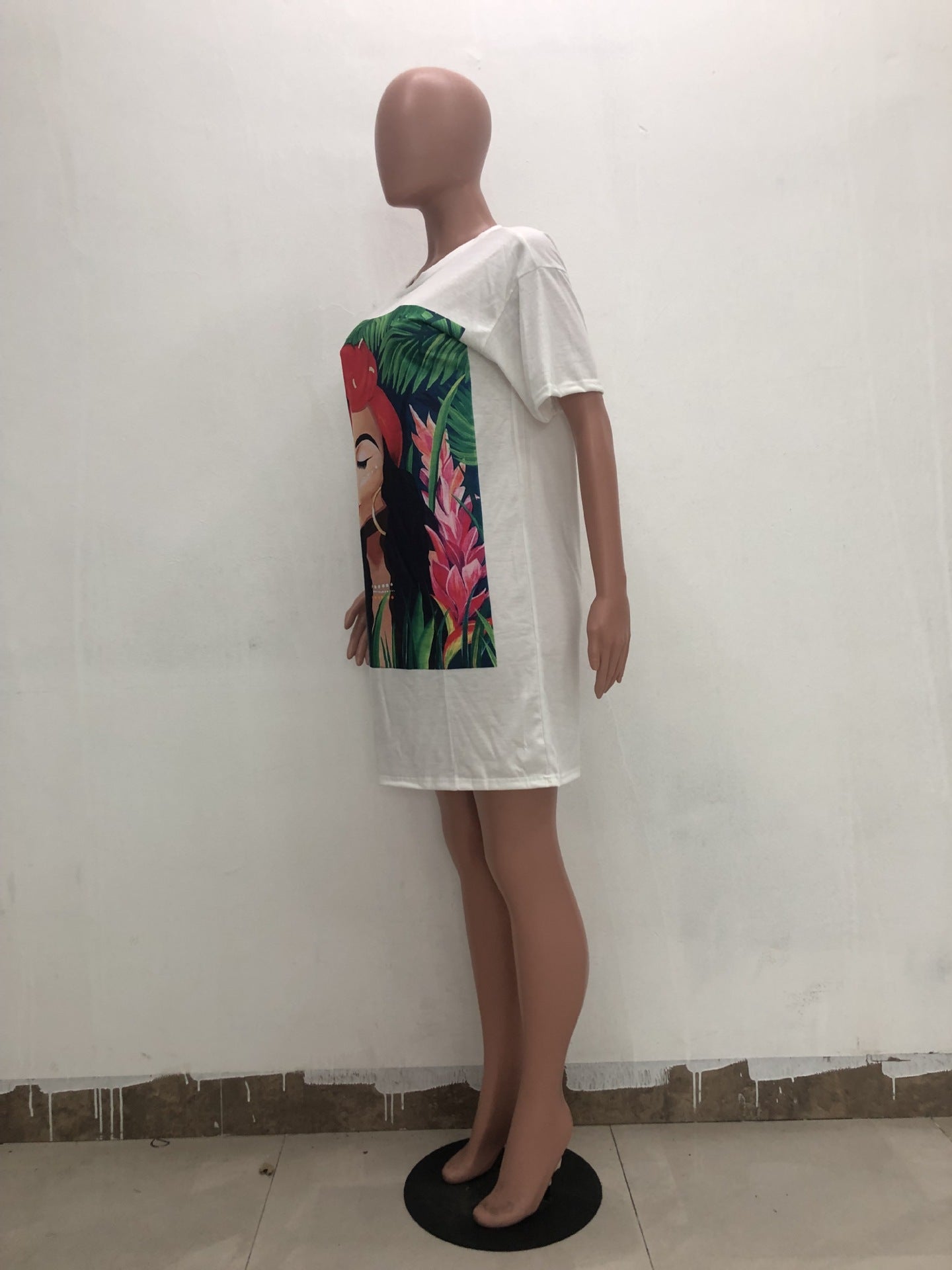 Women Print Casual Loose T-Shirt Dress 7