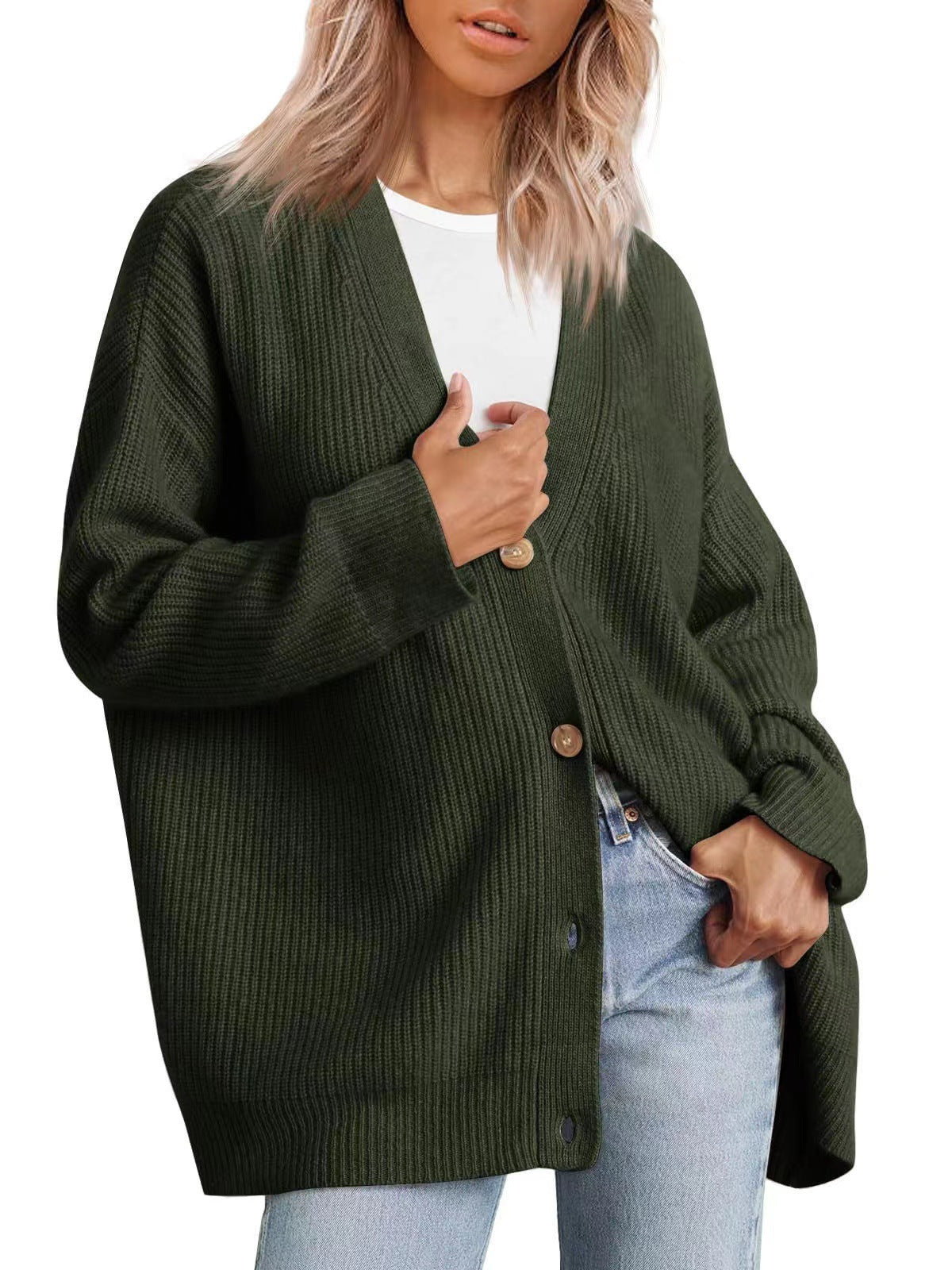 Women Autumn V-neck Knitting Cardigan Sweater 19