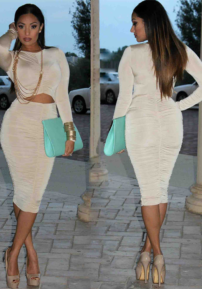 Women Autumn and Winter Pleated Sexy Dress