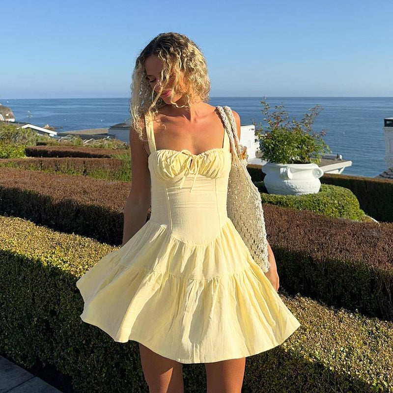 Women Sexy Summer Patchwork Lace-up Dress 3