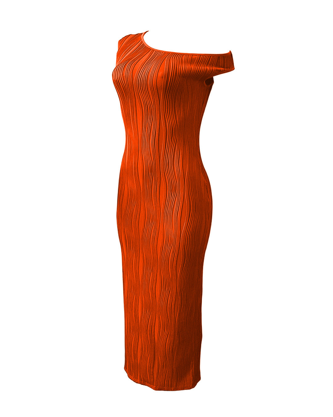 Fashion Ripple Slash Shoulder Slim Long Dress 22