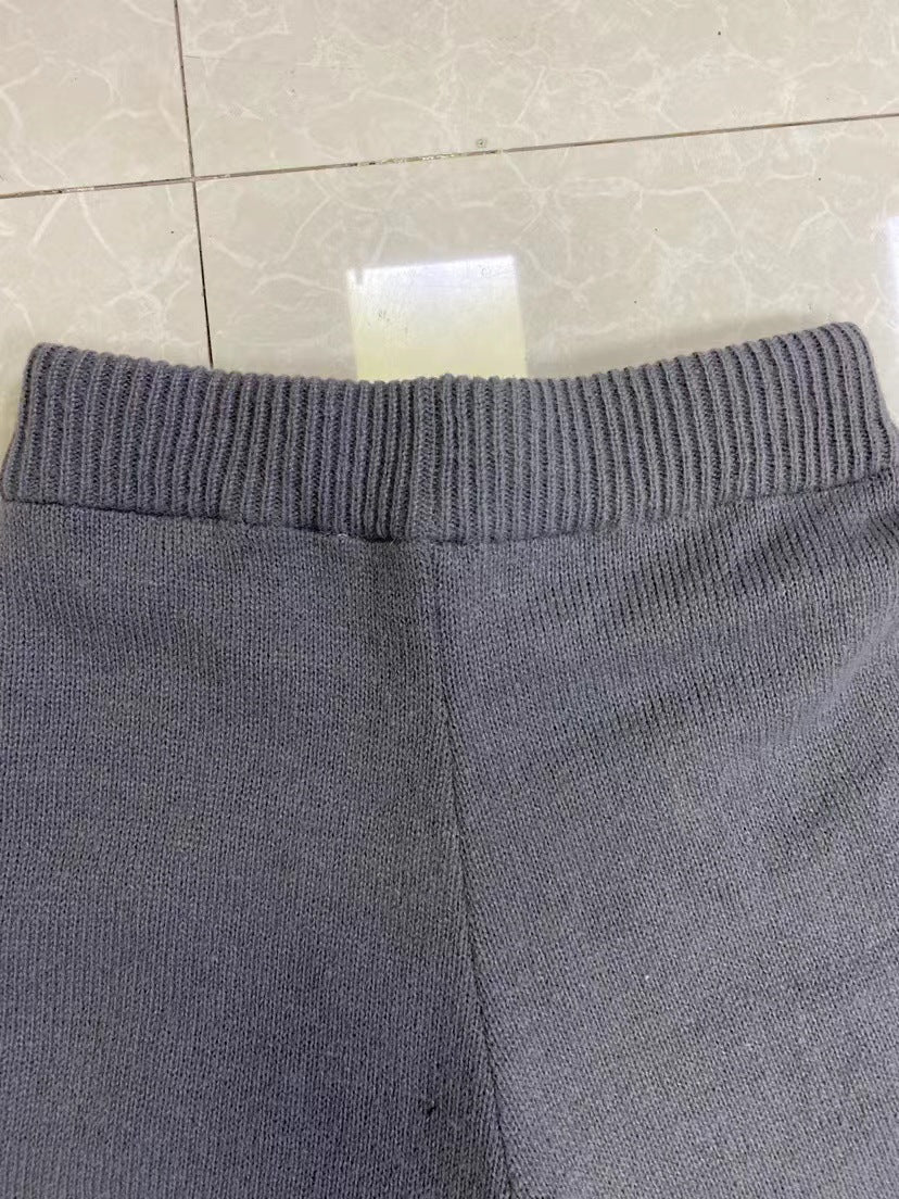 Autumn Winter Fashion Solid Color Sweater Pants Casual Loose Two-Piece Set 15