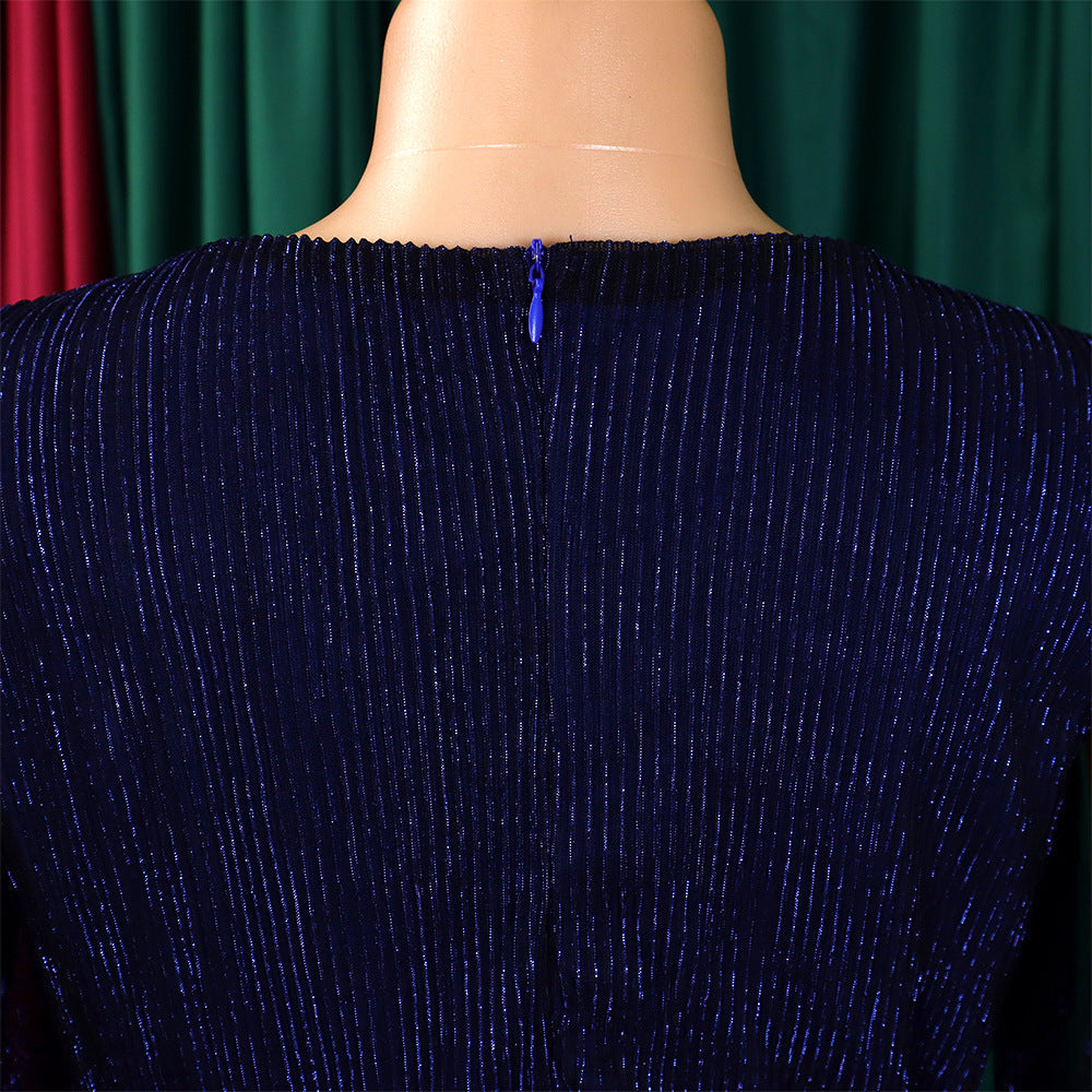 Belted V-Neck Chic Long Sleeve Cape Slim Waist Gown Dress 29