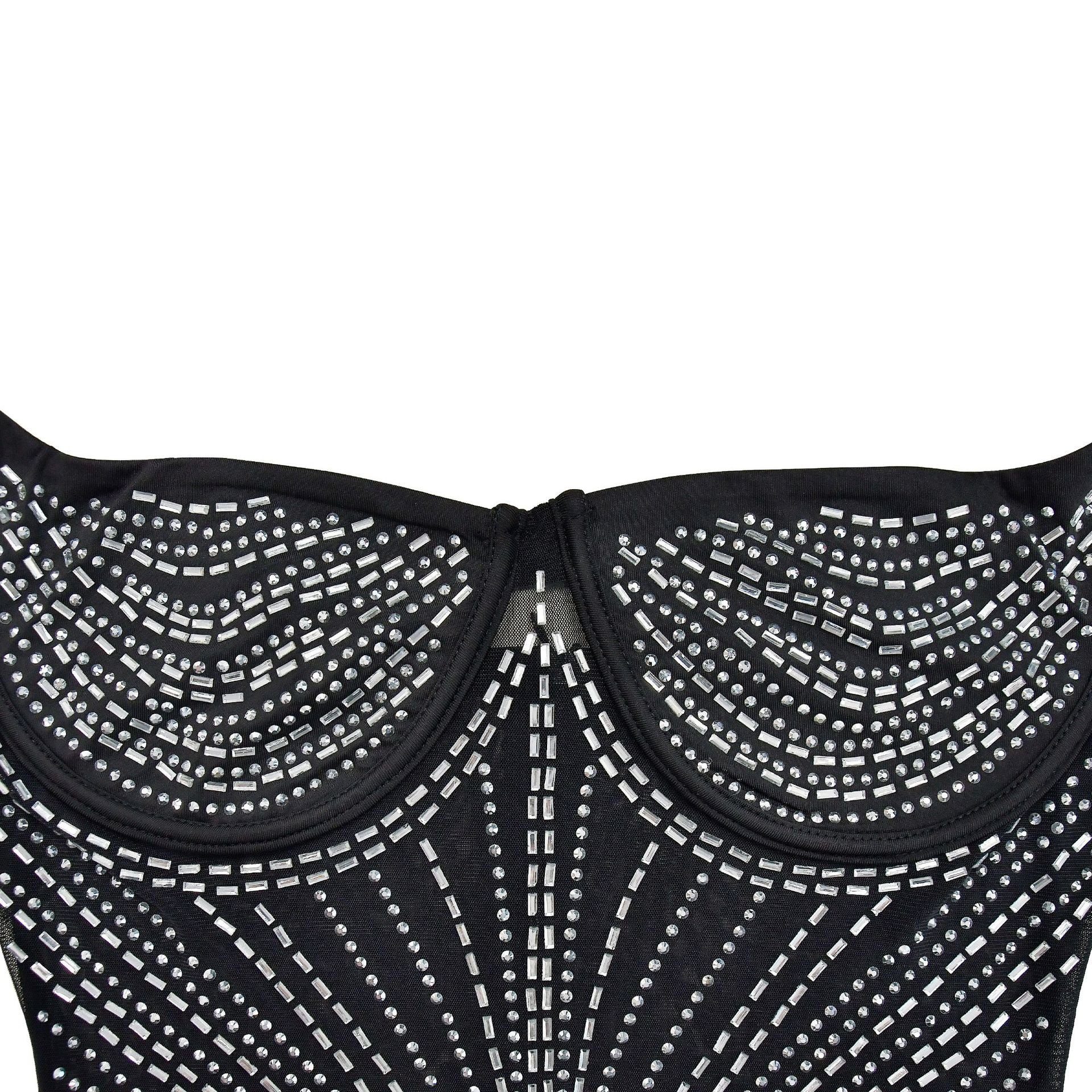 Women's Fashion Solid Color Mesh Beaded Slip Maxi Dress 18