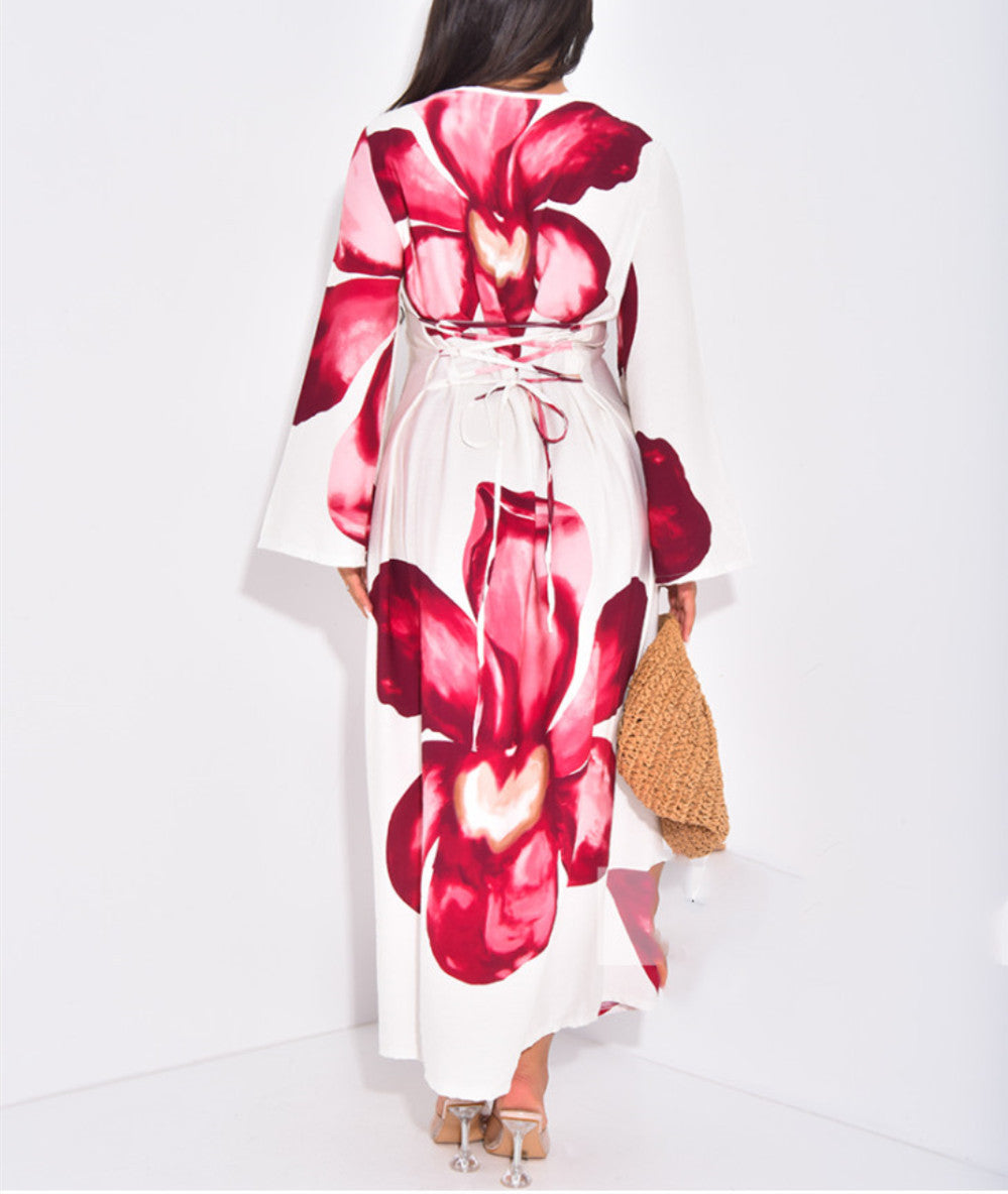 Autumn/Winter Loose Long Sleeve Printed Long Dress 4