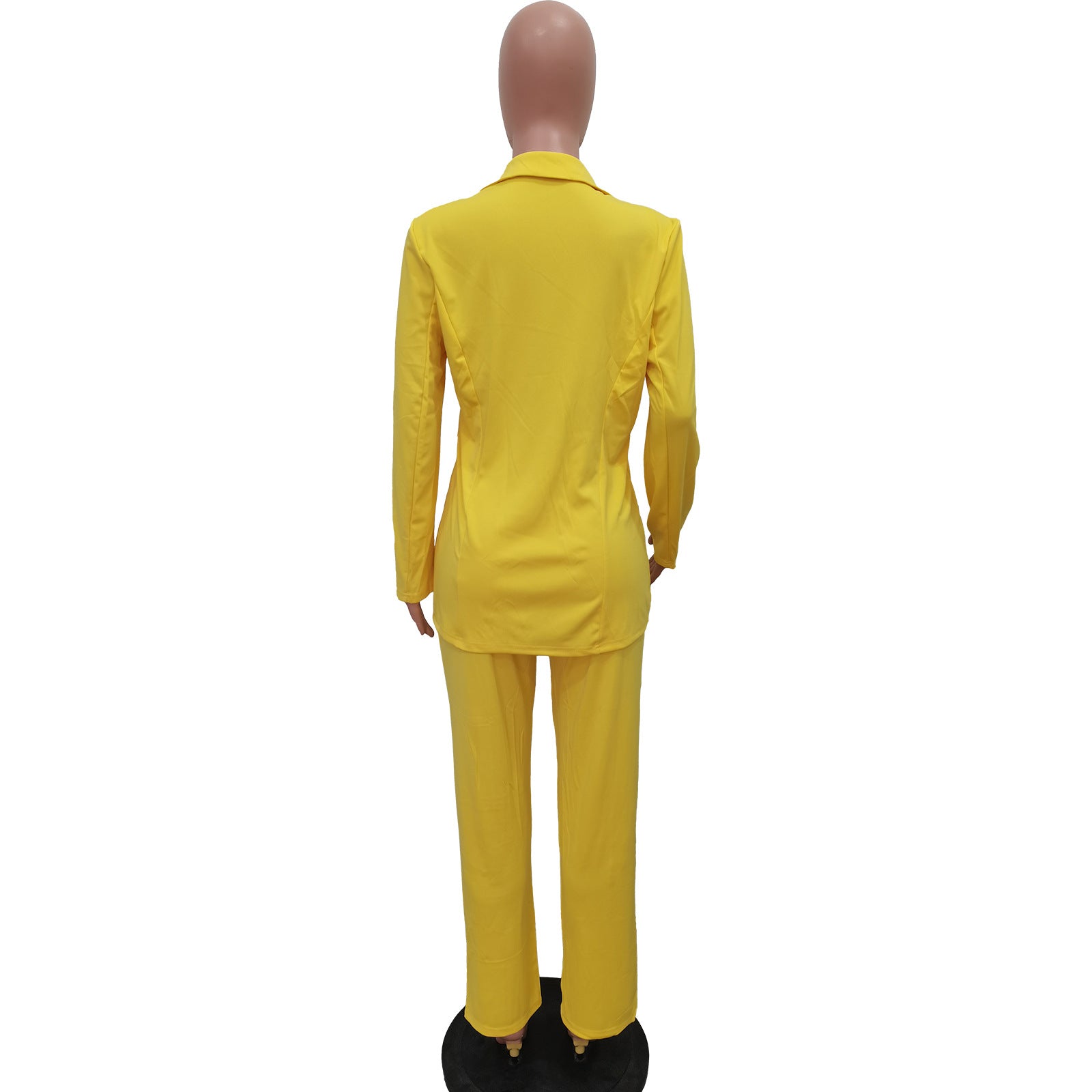 Women Solid Turndown Collar Two-piece Set 26