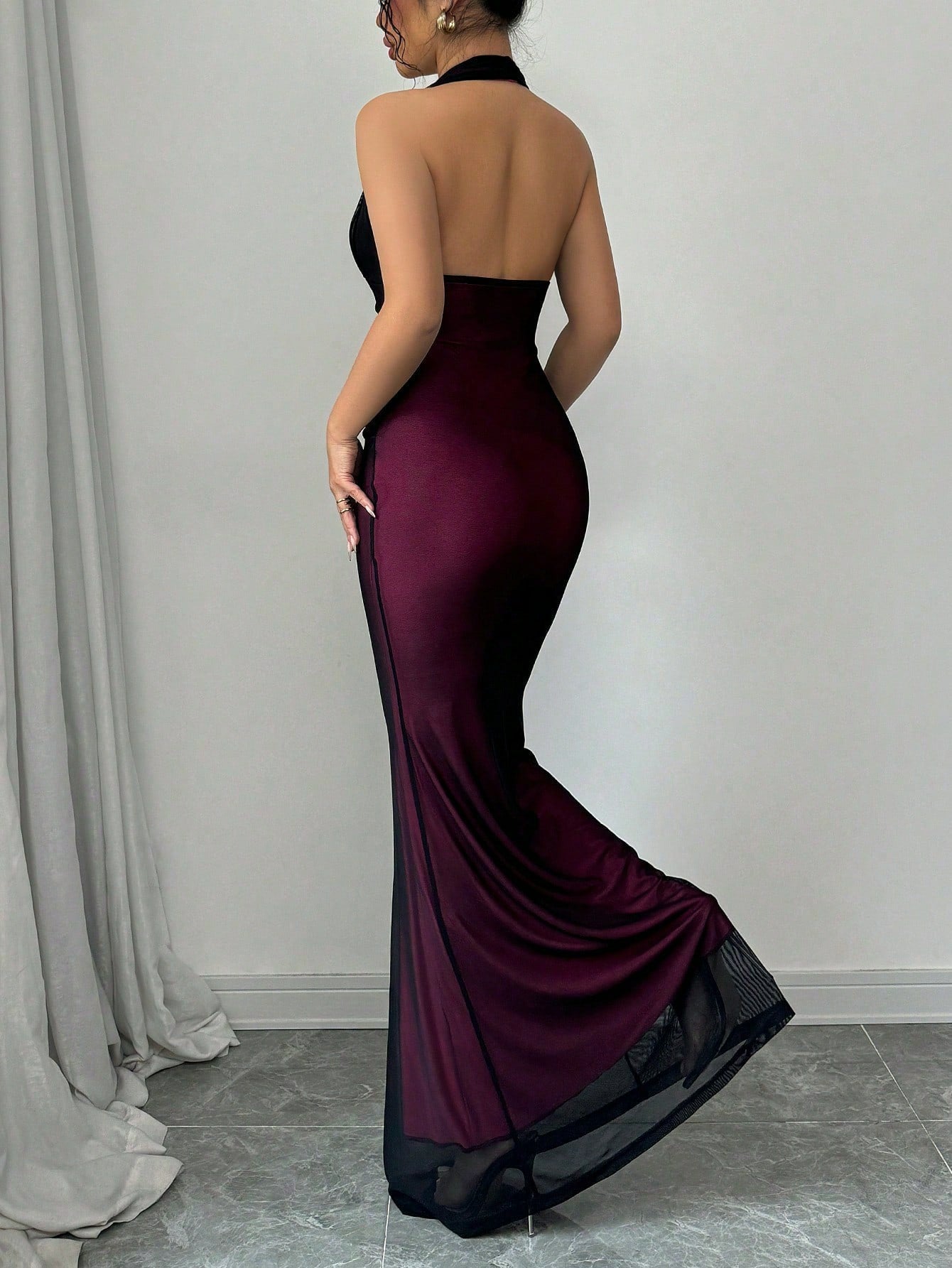 Women Summer Sexy Halter Neck Mesh Sleeveless Dress 4