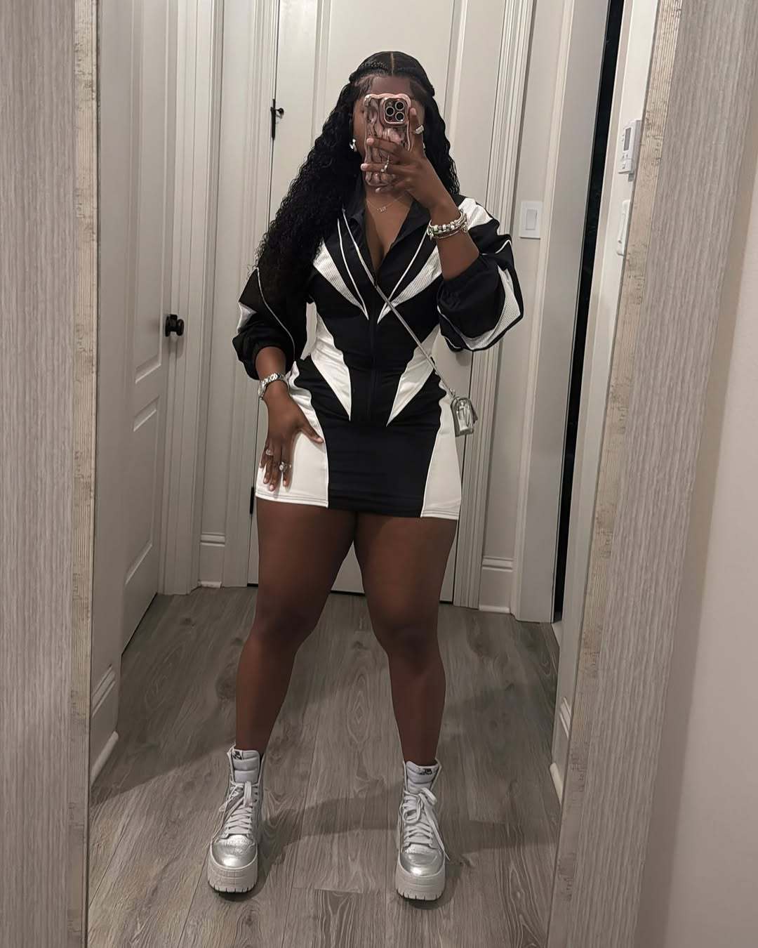 Autumn Sexy Sports Style Loose Casual Contrast Color Long Sleeve Jacket Short Skirt Women Two Piece Set 23