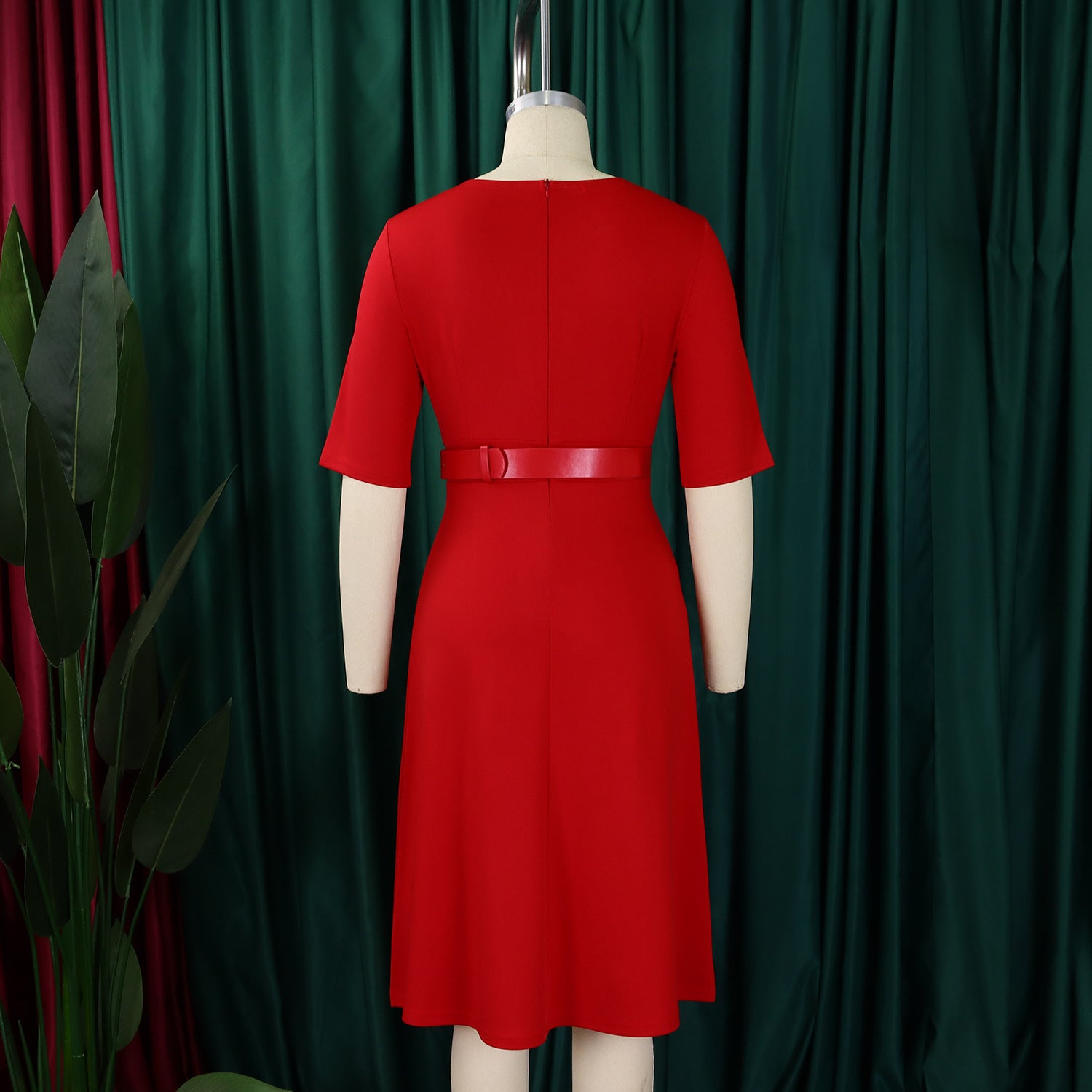 Women Summer Fashion Chic Elegant Solid Color Plus Size African Dress 11