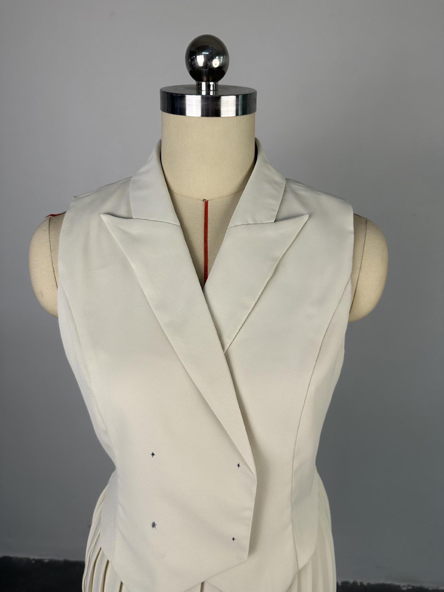 Women Summer Turndown Collar Irregular Top and Pleated Skirt Casual Two-piece Set 11