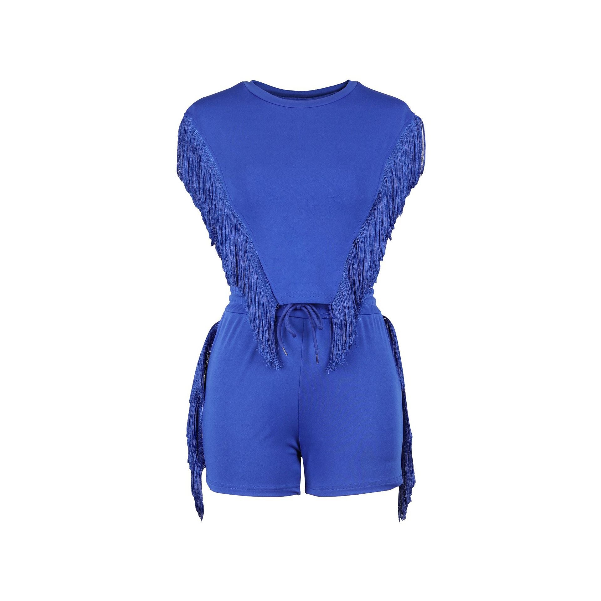 Women summer tassel vest shorts two-piece set 19