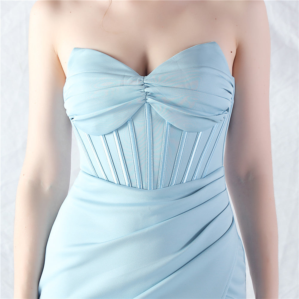 Women Fishbone Vest Off Shoulder Evening Dress 53