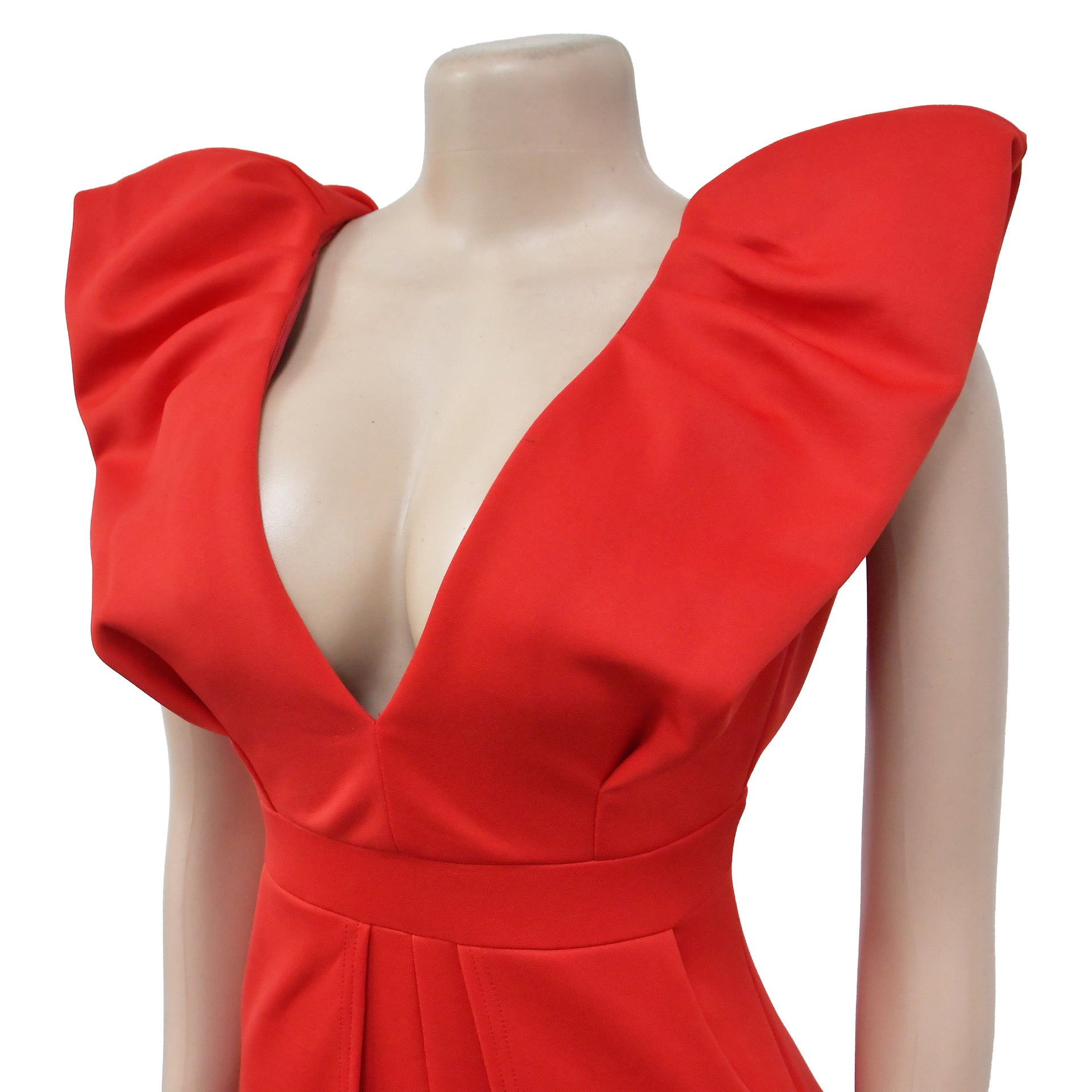 Women Solid Sexy V Neck Pleated Jumpsuit 15