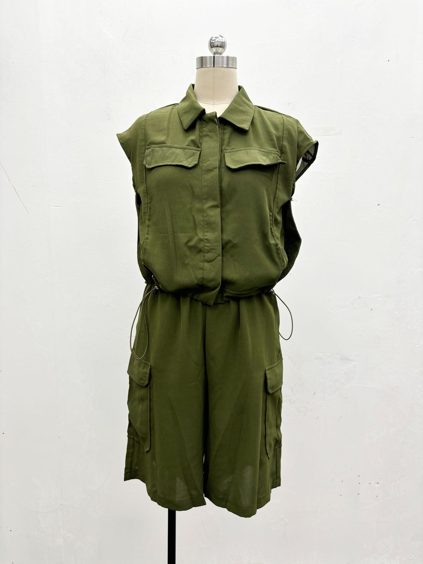 Summer Fashion Casual Women's Solid Color Shirt Shorts Two-Piece Suit 9