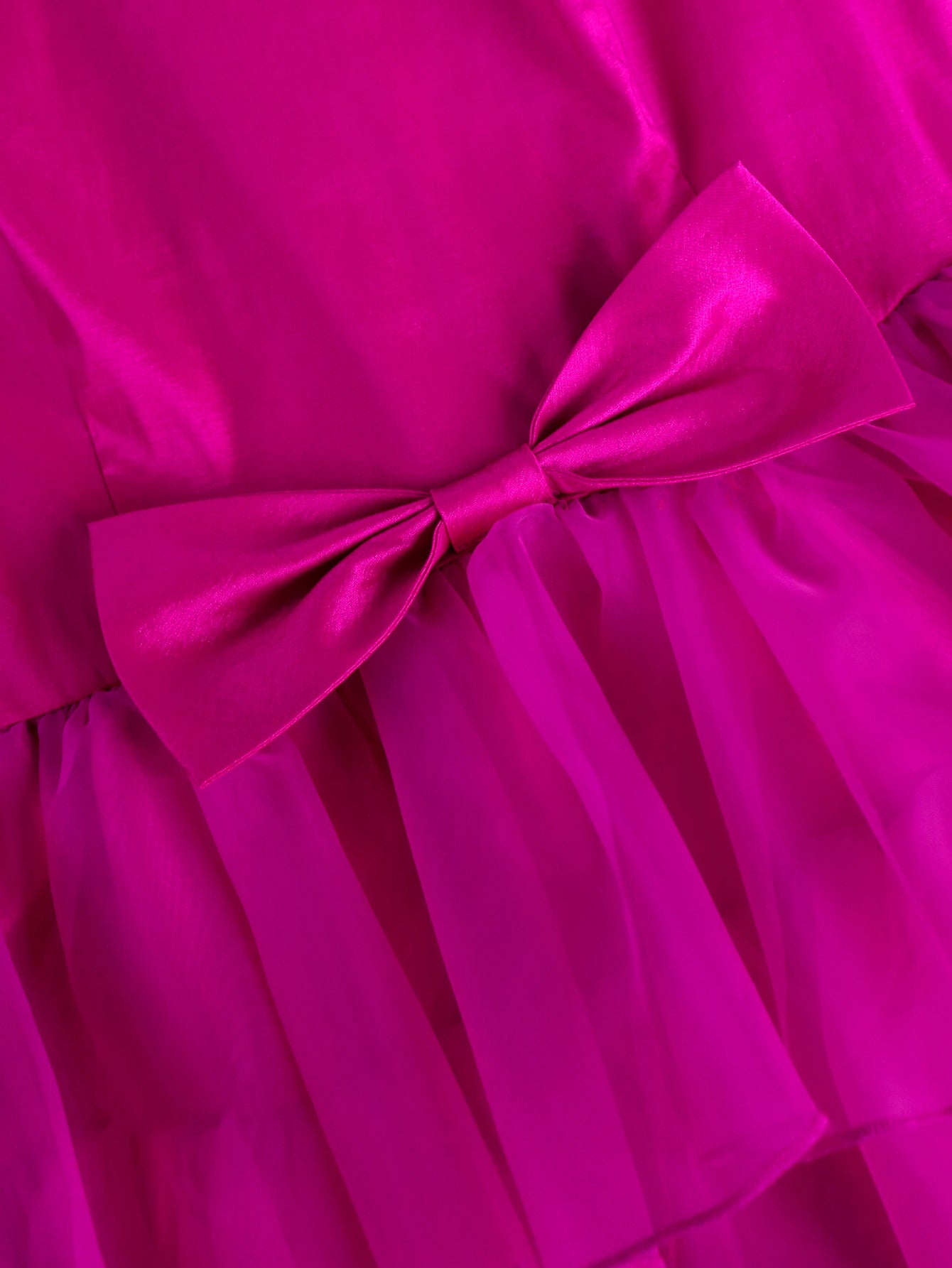 Rose Mesh Patchwork Round-Neck Bow A-Line Sweet Dress 11