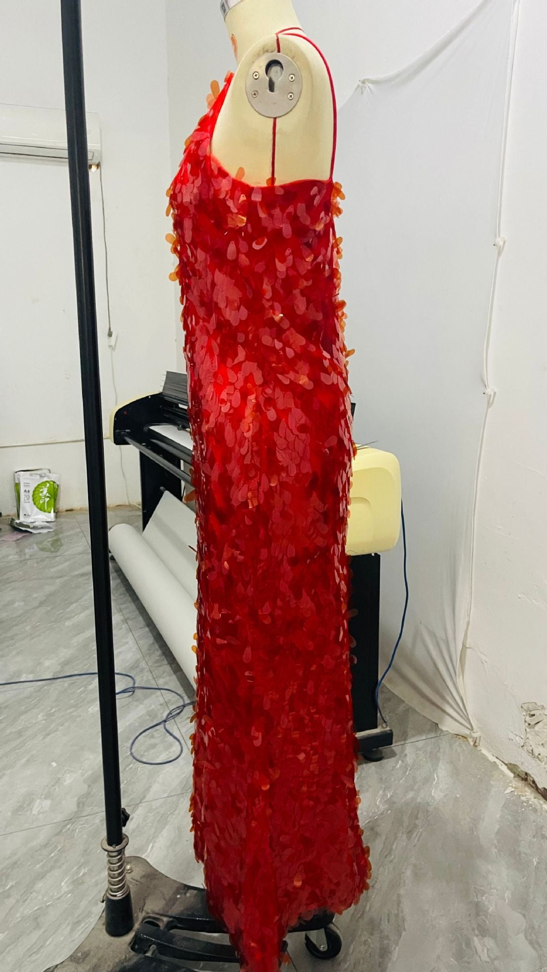 Women New Sexy Irregular Sequin Halter Neck V-Neck Maxi Dress 8