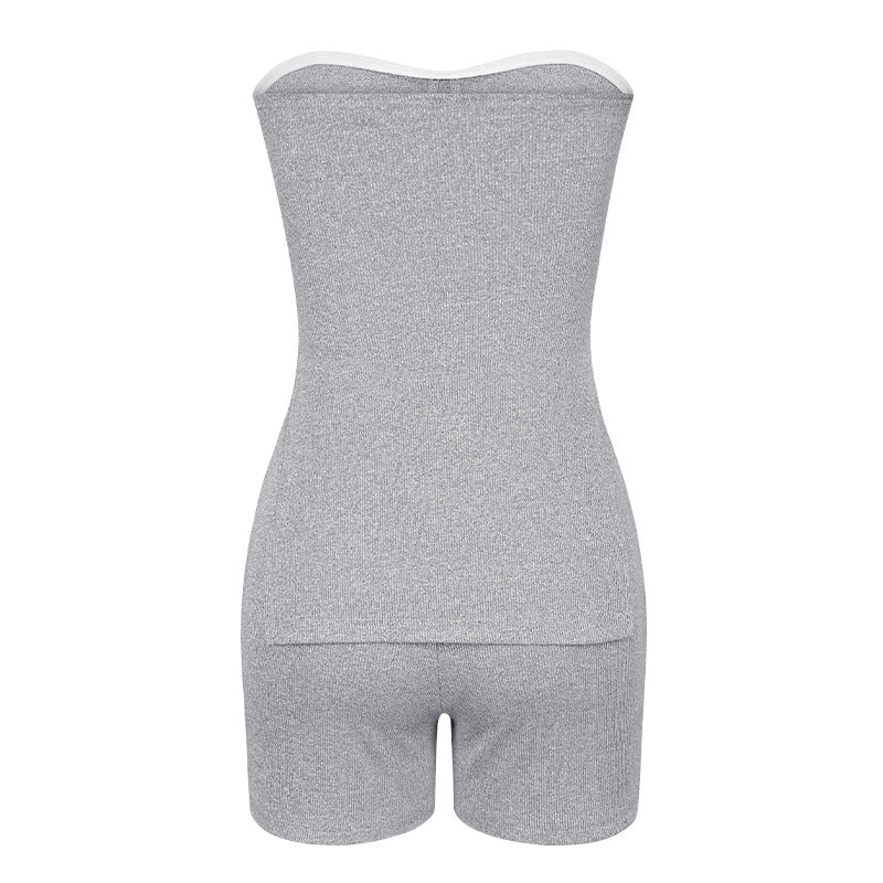 Knitting Ribbed Summer Solid Color Fashion Casual Suit 35