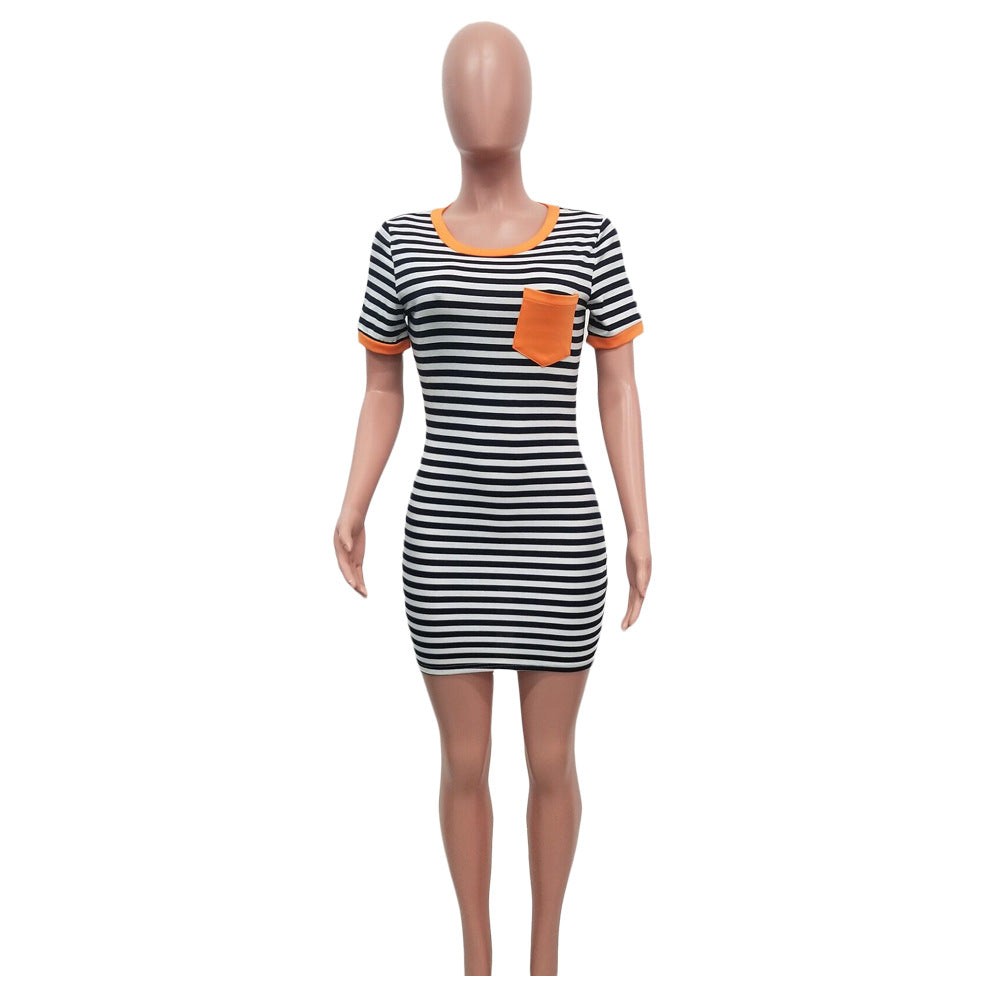 Summer Striped Print Pocket Dress 12