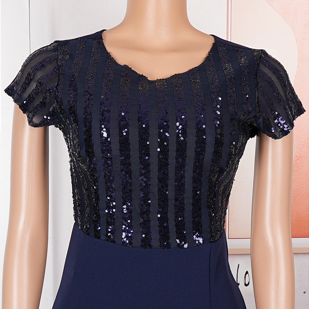 Plus Size African Dress Party Round Neck Solid Dress 20