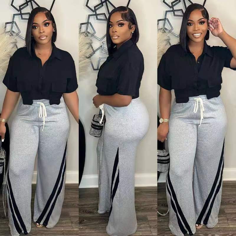 Spring Summer Women's Short Sleeve Solid Color Short Sleeve Crop Shirt 11