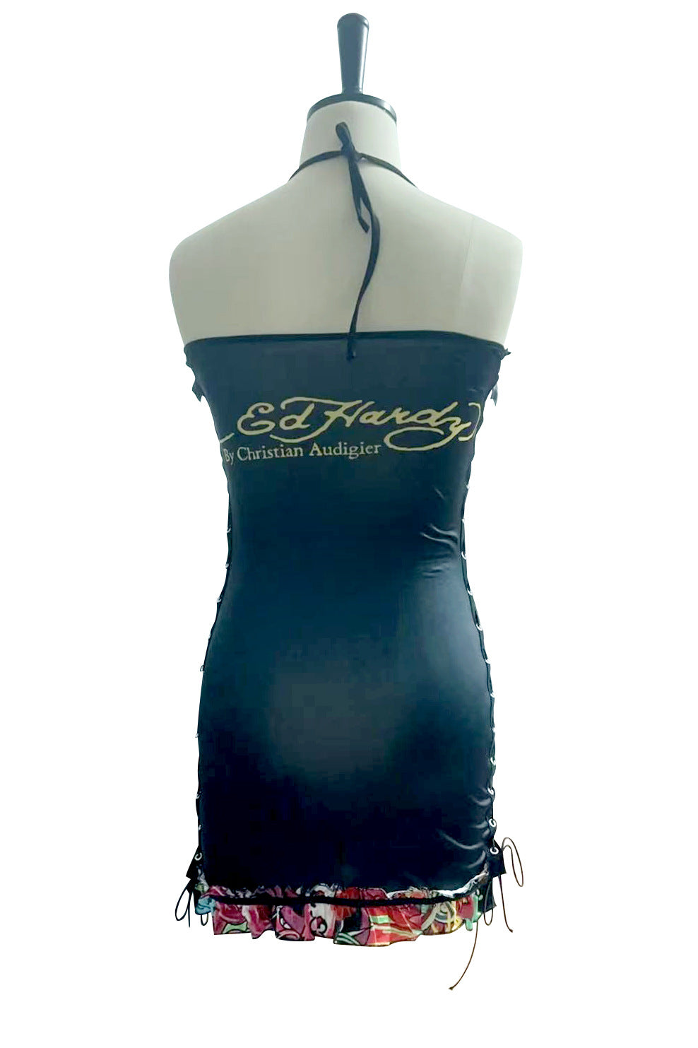 Women retro Print drawstring Strapless Dress 23