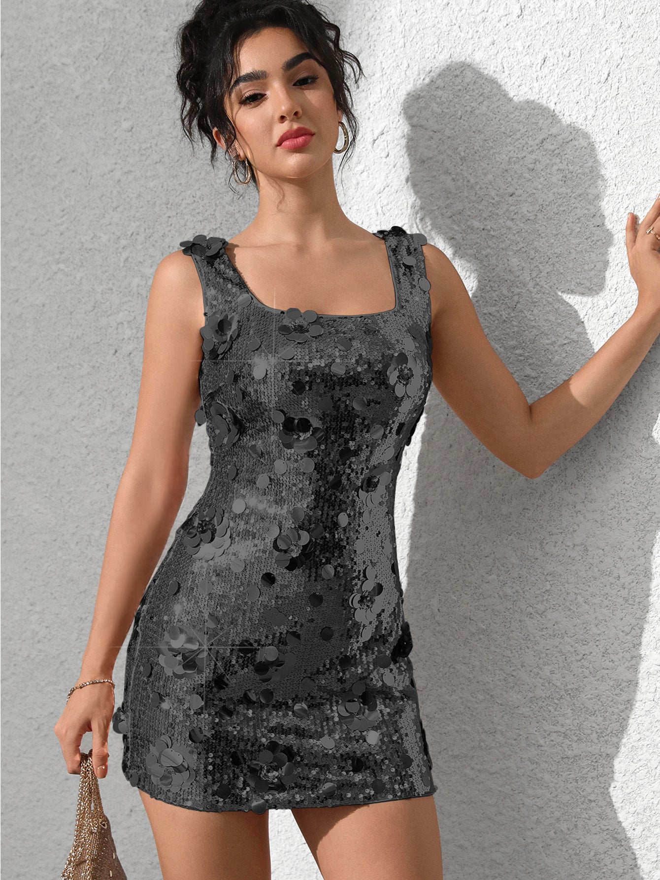 Women's Sexy Slim Sequined Strap Nightclub Dress 15