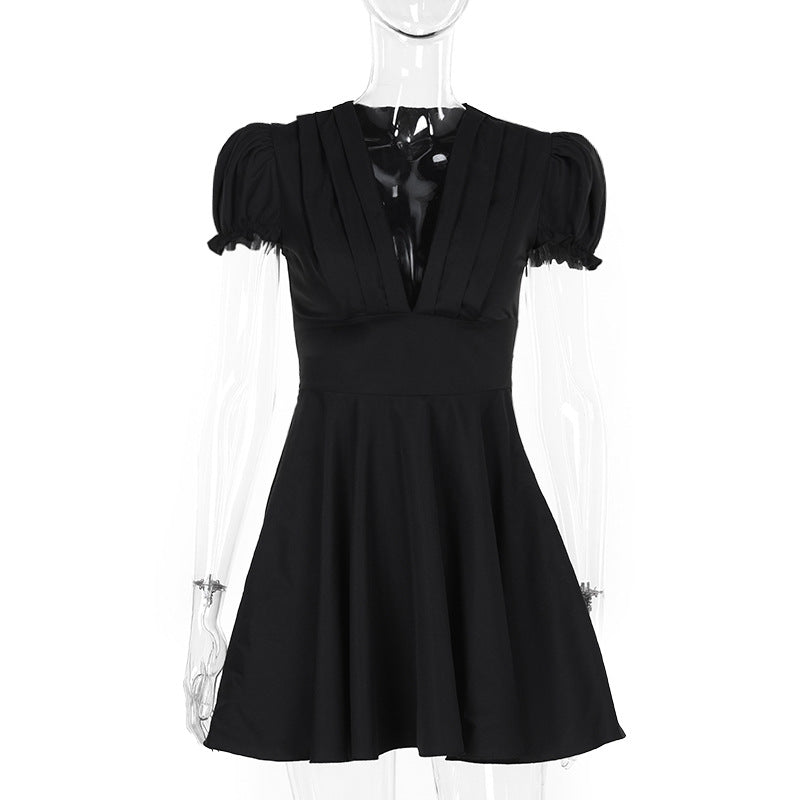 Women summer puff sleeve V-neck sexy puffy dress 10